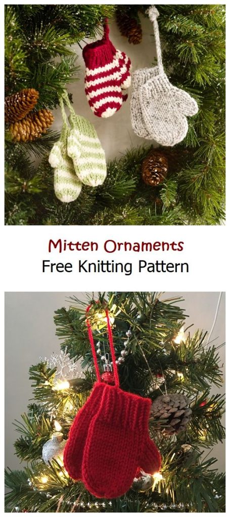 Mitten Ornaments Free Knitting Pattern