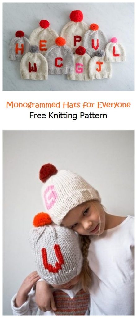Monogrammed Hats for Everyone Free Pattern
