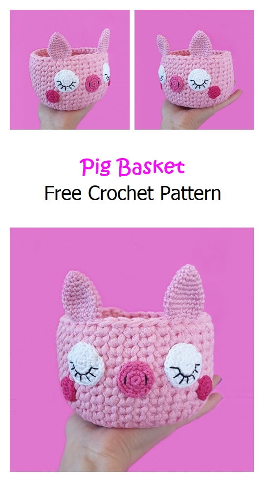 Pig Basket Free Crochet Pattern