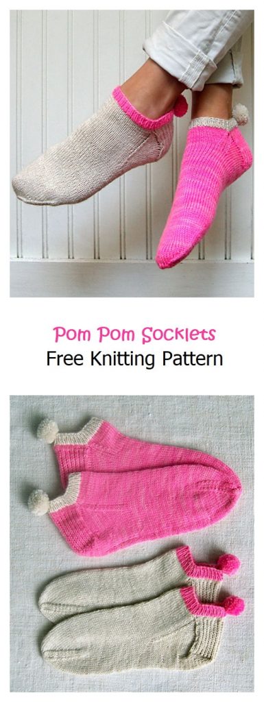 Pom Pom Socklets Free Knitting Pattern