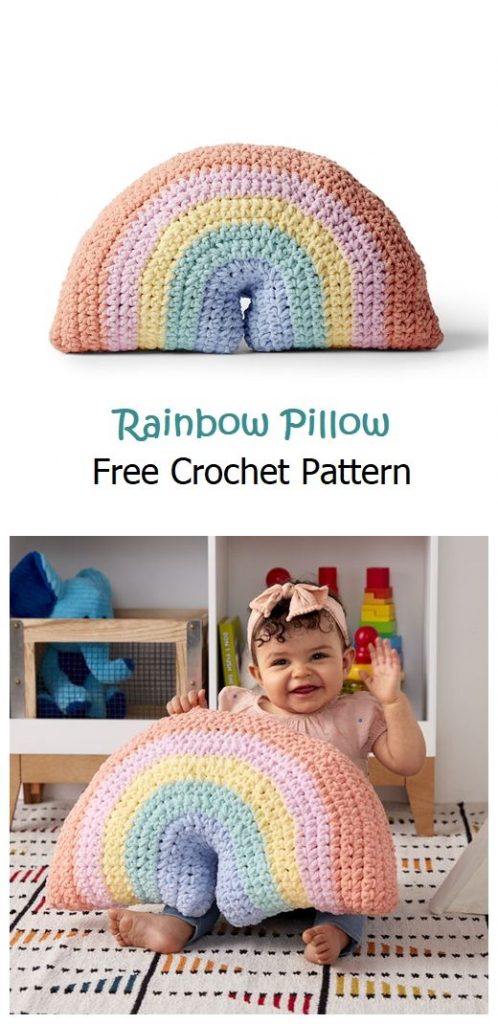 Rainbow Pillow Free Crochet Pattern