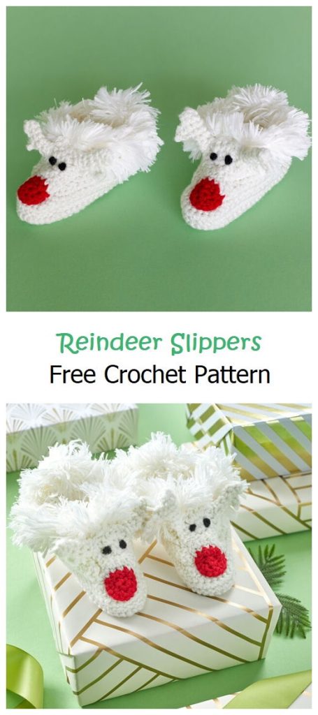 Reindeer Slippers Free Crochet Pattern