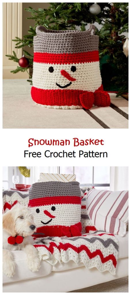 Snowman Basket Free Crochet Pattern