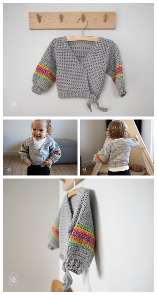 Baby Cardigan Rainbow Free Crochet Pattern