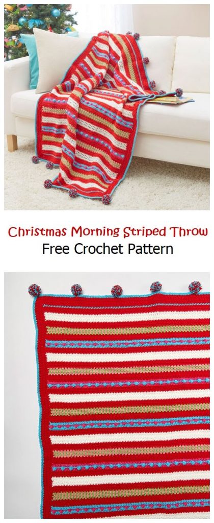 Christmas Morning Striped Throw Free Pattern