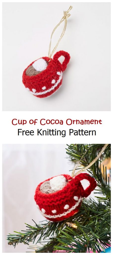Cup of Cocoa Ornament Free Knitting Pattern