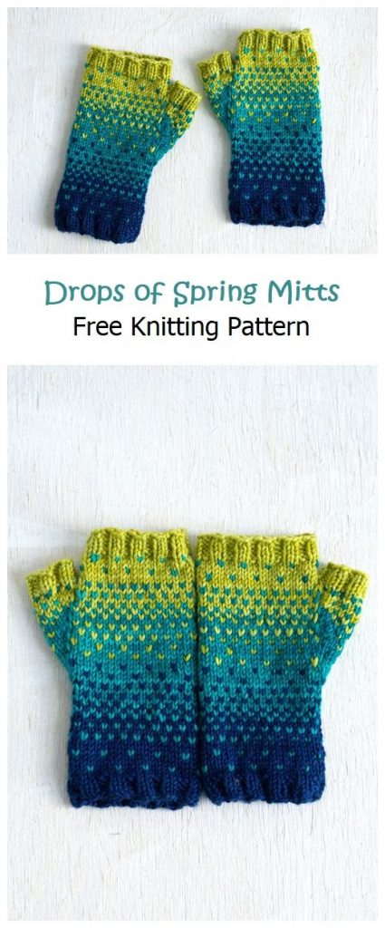Drops of Spring Mitts Free Knitting Pattern