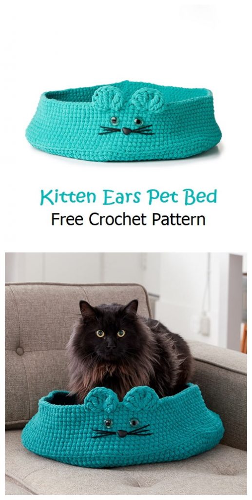 Kitten Ears Pet Bed Free Crochet Pattern