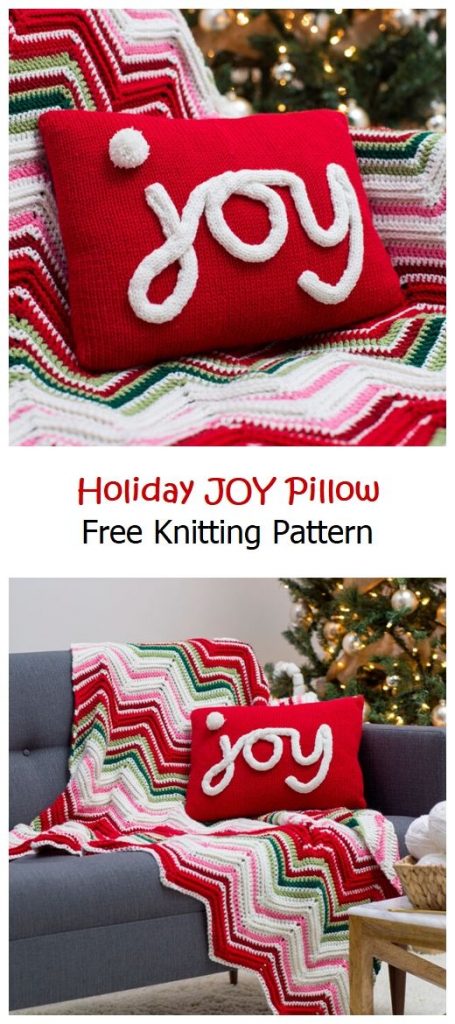 Holiday JOY Pillow Free Knitting Pattern