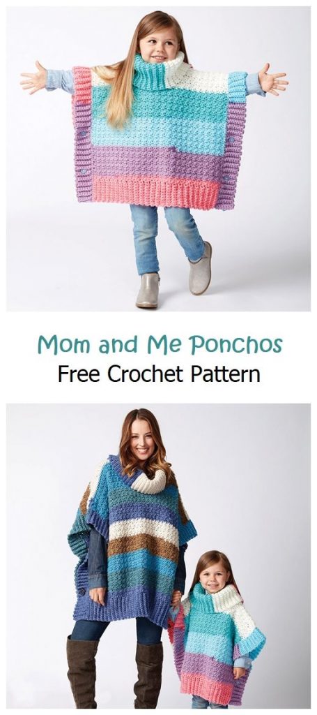 Mom and Me Ponchos Free Crochet Patterns