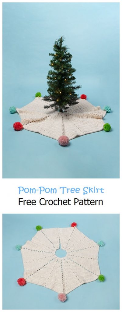 Pom-Pom Tree Skirt Free Crochet Pattern