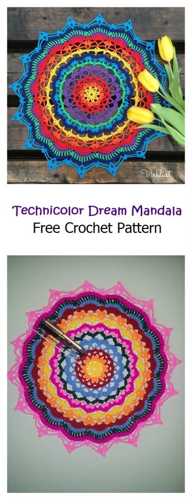 Technicolor Dream Mandala Free Pattern