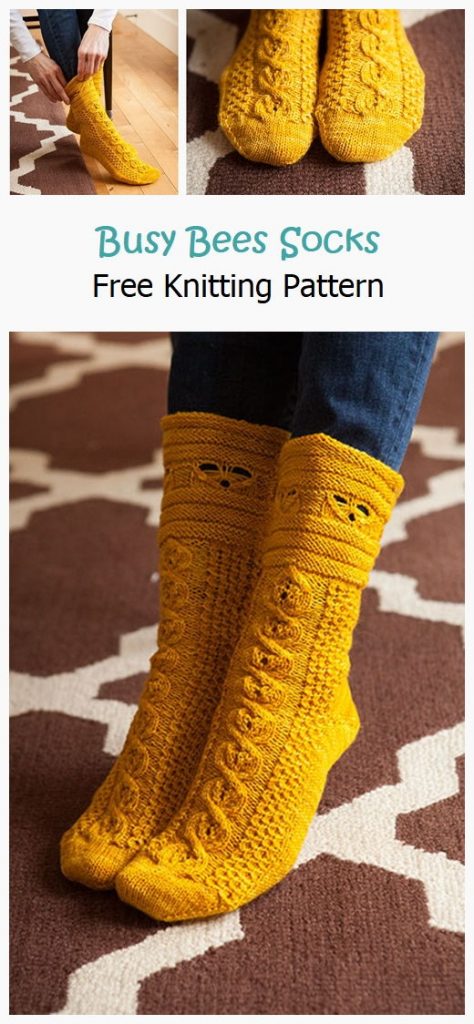 Busy Bees Socks Free Knitting Pattern