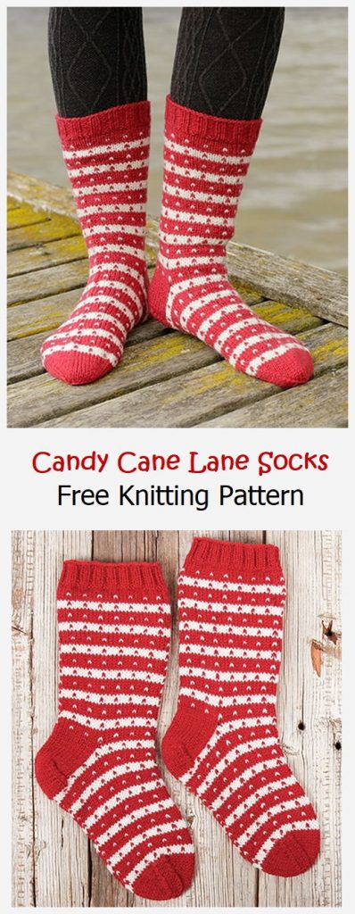 Candy Cane Lane Socks Free Knitting Pattern