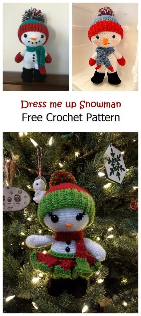 Dress me up Snowman Free Crochet Pattern