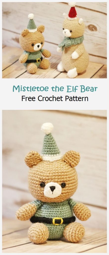 Mistletoe the Elf Bear Free Crochet Pattern
