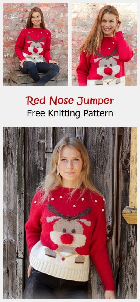 Red Nose Jumper Free Knitting Pattern