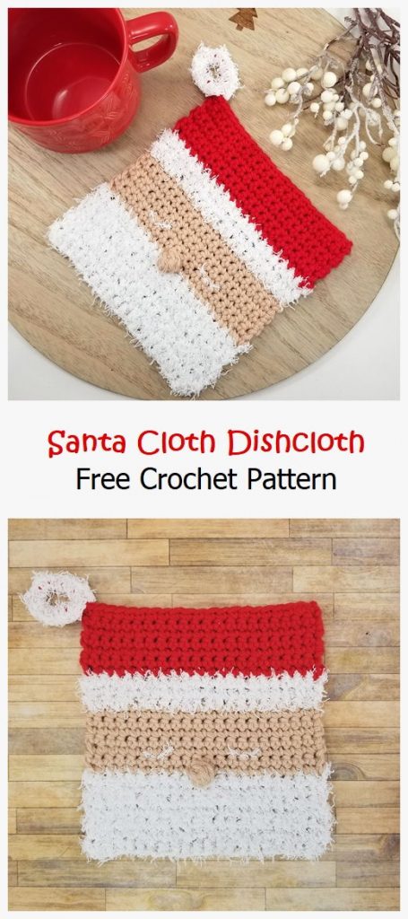 Santa Cloth Dishcloth Free Crochet Pattern