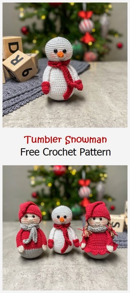 Tumbler Snowman Free Crochet Pattern