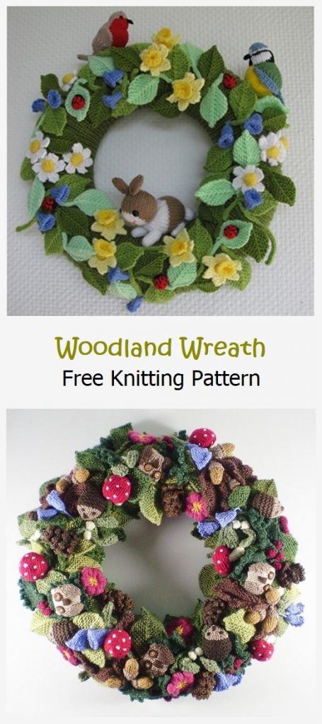 Woodland Wreath Free Knitting Pattern