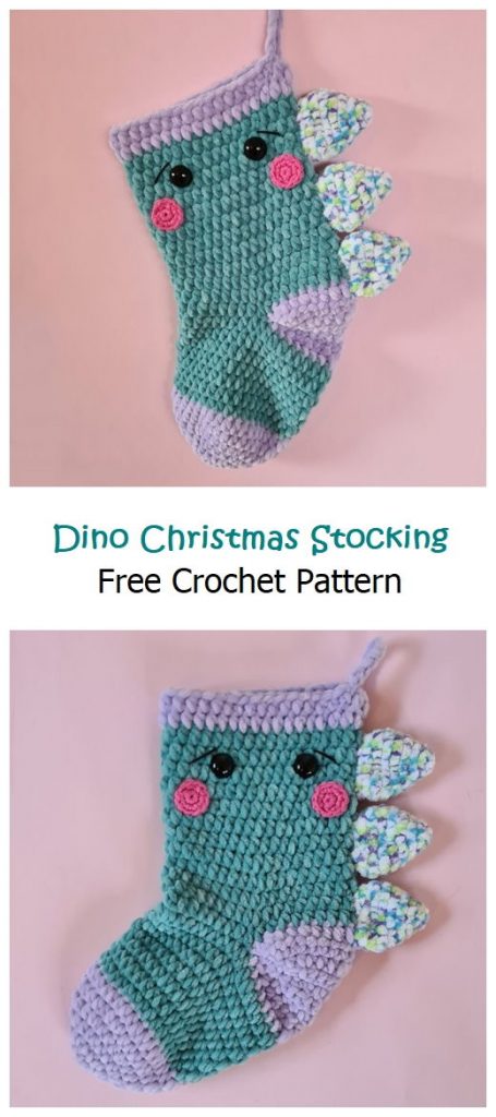 Dino Christmas Stocking Free Pattern
