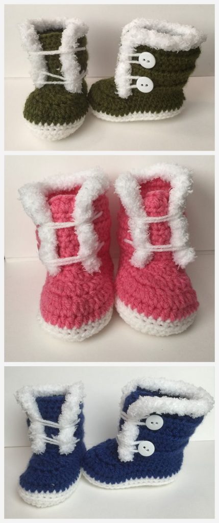 Fuzzy Trim Winter Boots Free Crochet Pattern
