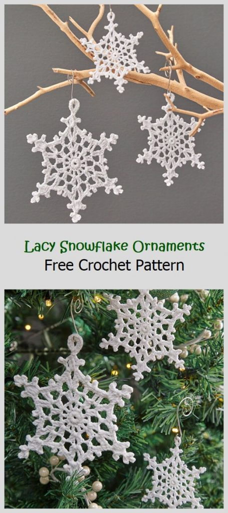 Beautiful Lacy Snowflake Ornaments Free Pattern