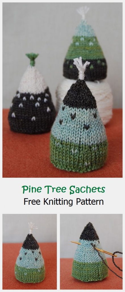 Pine Tree Sachets Free Knitting Pattern