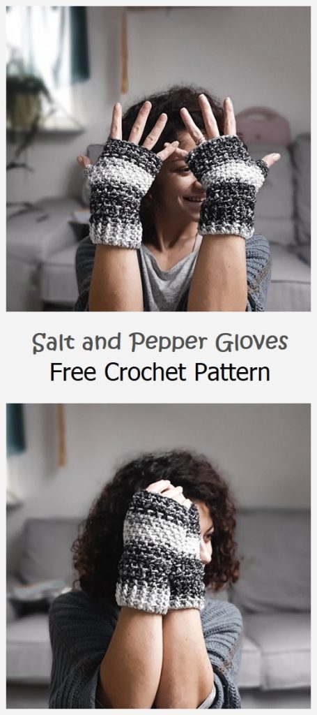 Salt and Pepper Fingerless Gloves Free Pattern