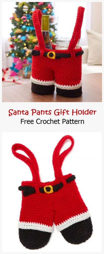 Santa Pants Gift Holder Free Crochet Pattern