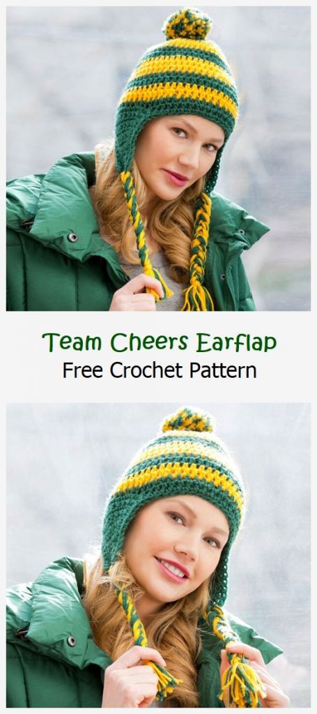 Team Cheers Earflap Free Crochet Pattern