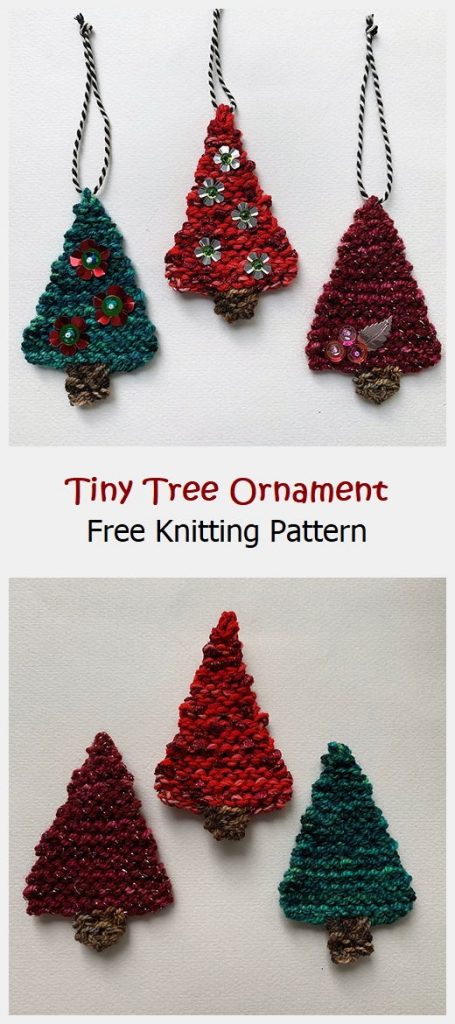Tiny Tree Ornament Free Knitting Pattern