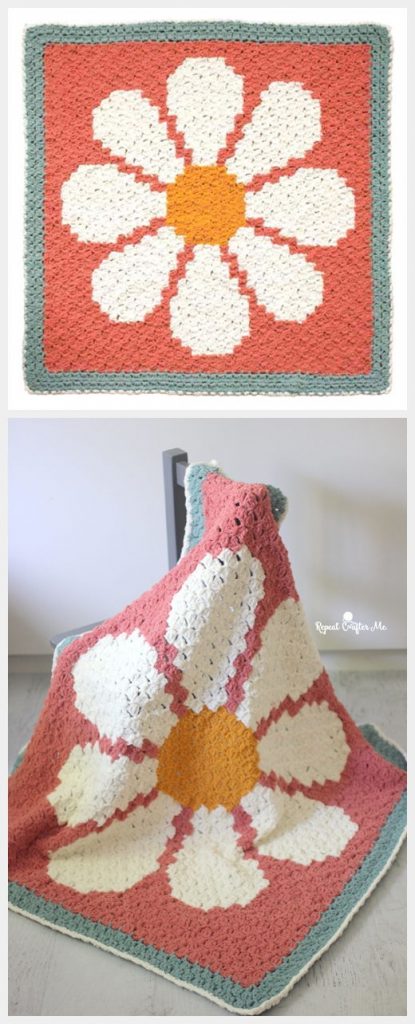 Daisy C2C Blanket Free Crochet Pattern
