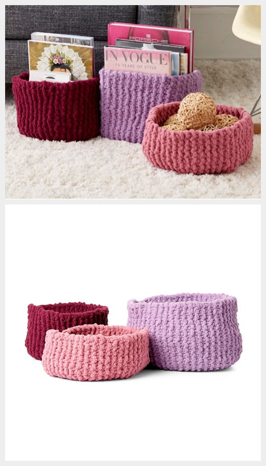 Garter Stitch Baskets Free Knitting Pattern