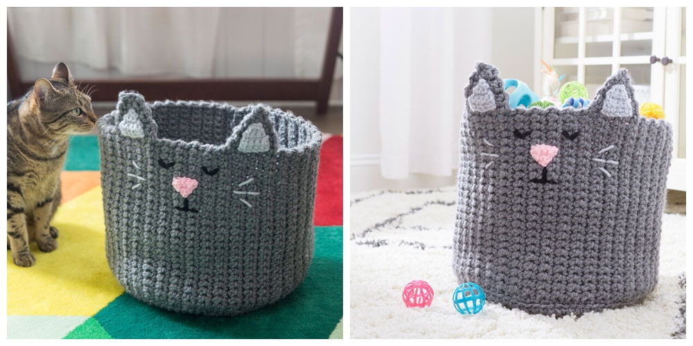 Kitty Toy Basket Free Crochet Pattern