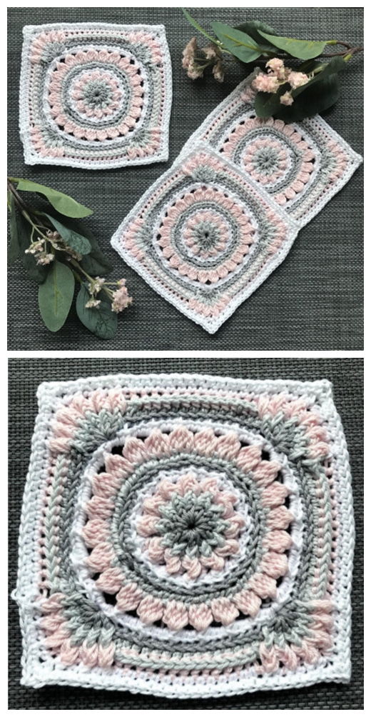 Romance Flower Square Free Crochet Pattern
