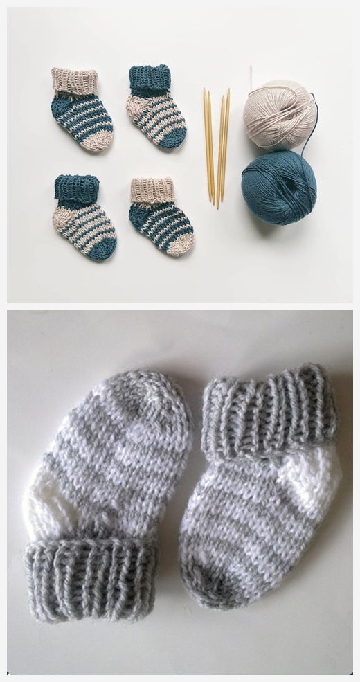Simple Striped Baby Socks Free Pattern