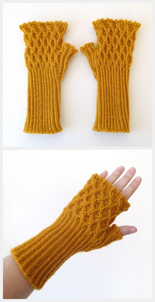Trellis Fingerless Gloves Free knitting Pattern