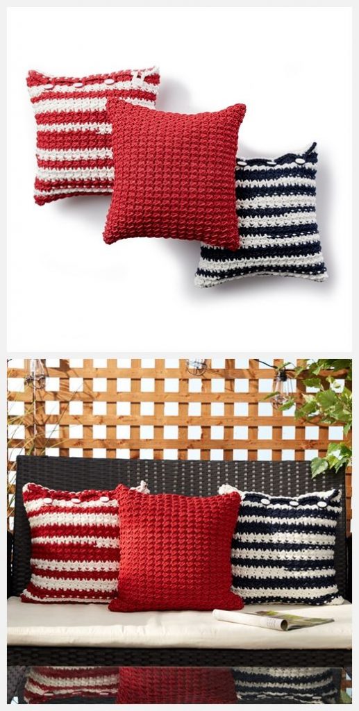 Nautical Stripe Pillows Free Crochet Pattern