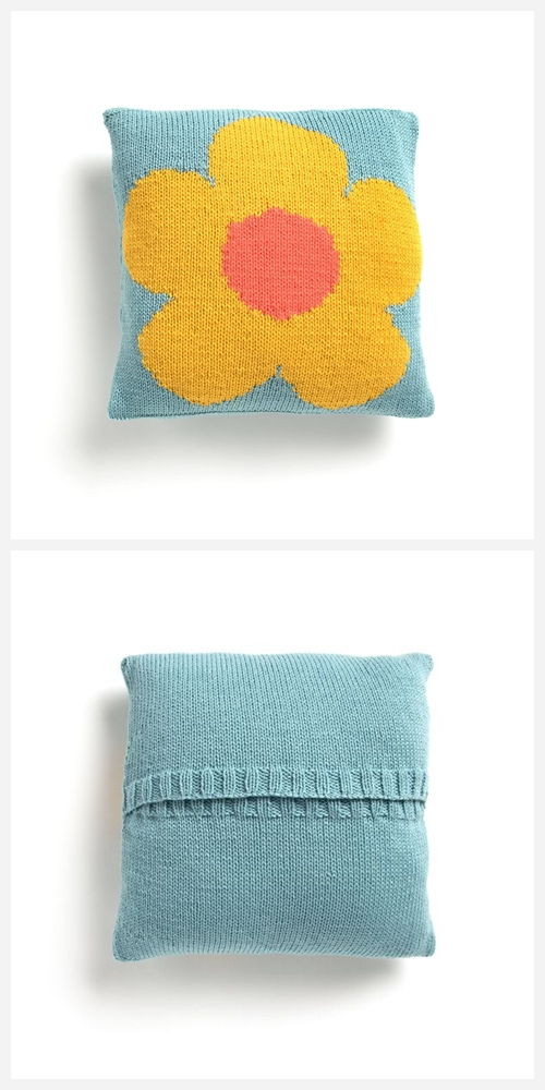 Intarsia Mod Flower Pillow Free