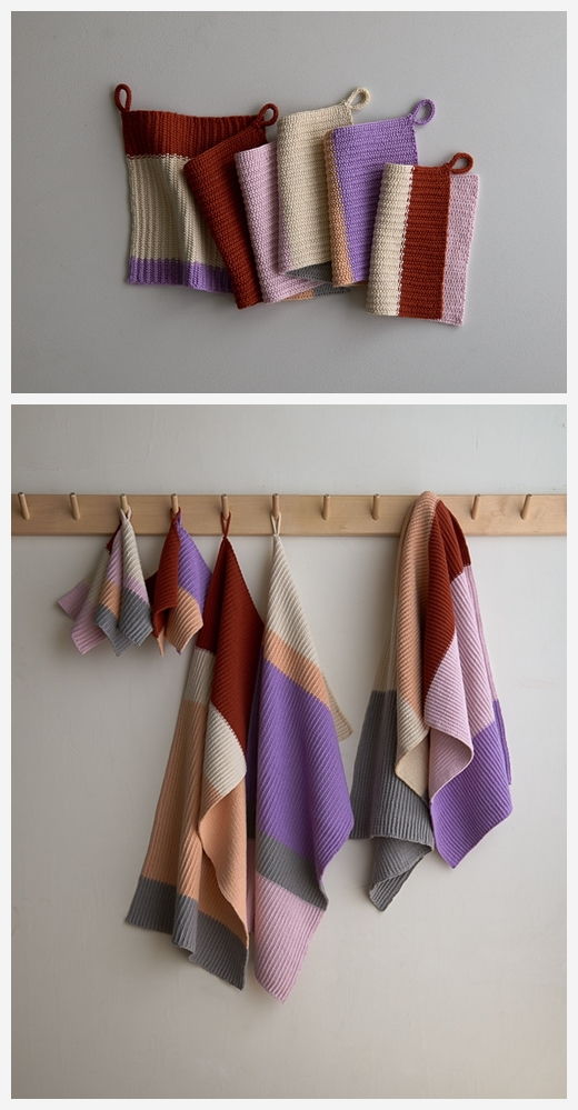 Stripes + Blocks Towel Set Free Knitting Pattern