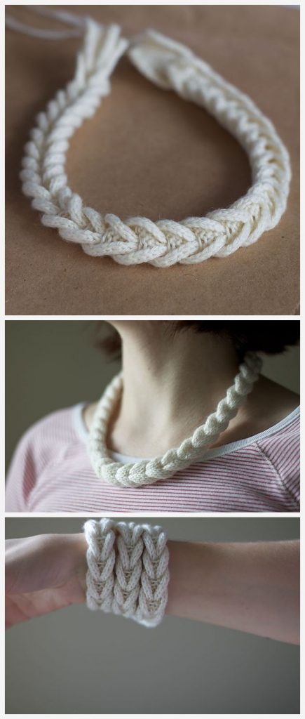 Cable Braided Necklace Free Knitting Pattern