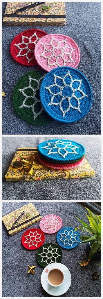 Blooming Floral Coaster Free Crochet Pattern