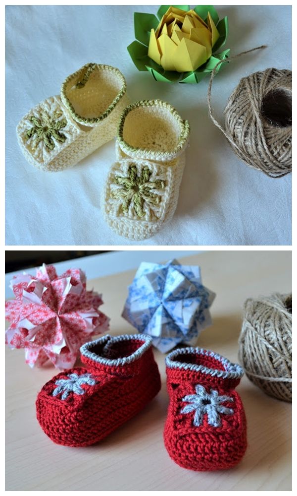 Granny Square Baby Booties Free Pattern