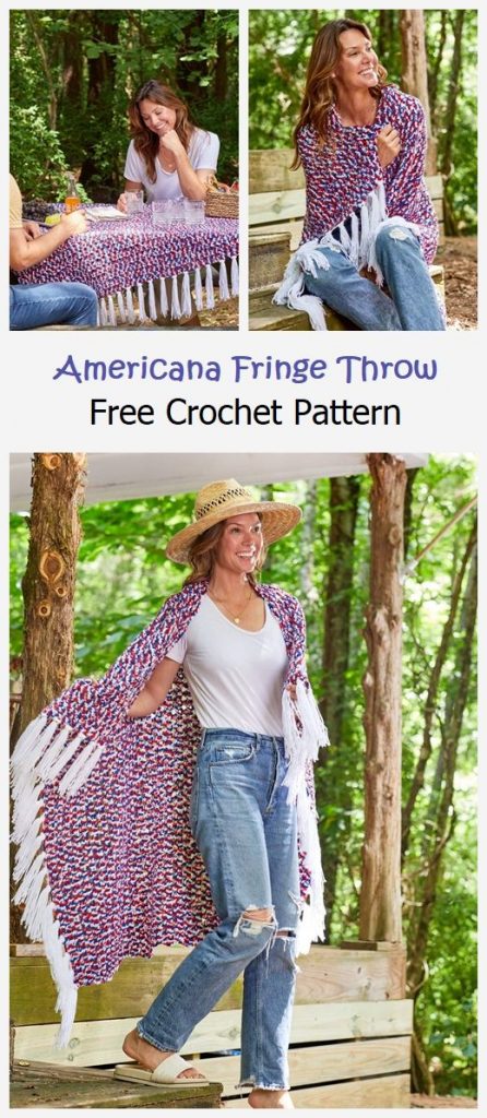 Americana Fringe Throw Free Crochet Pattern