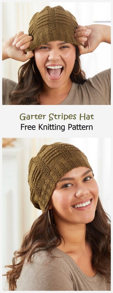 Garter Stripes Hat Free Knitting Pattern