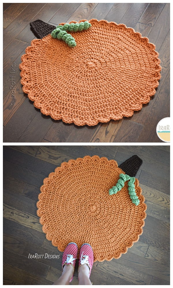 Family Gathering Pumpkin Rug Free Crochet Pattern