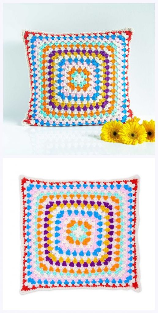 Striped Rounds Pillow Free Crochet Pattern