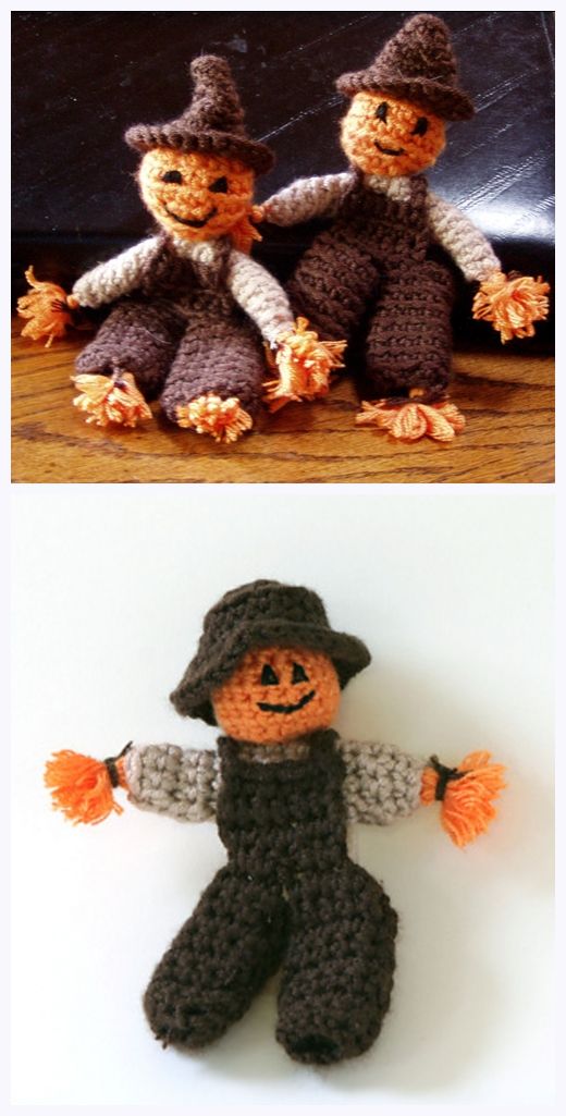 Scarecrow Finger Puppet Free Crochet Pattern