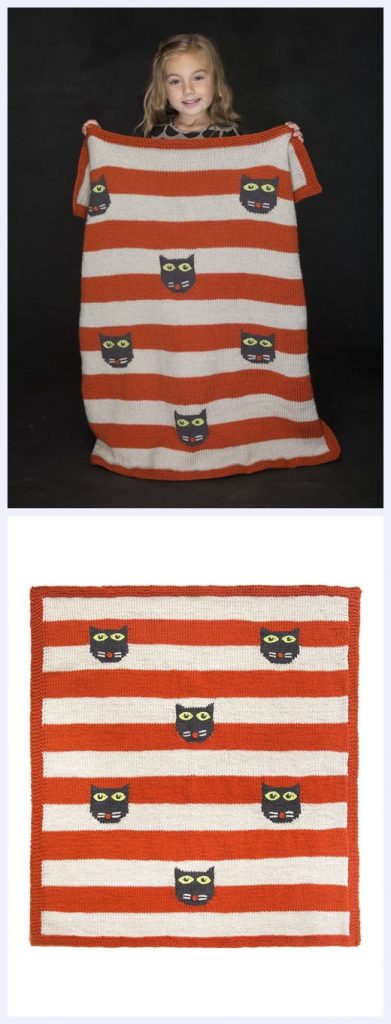 Scaredy Cat Blanket Free Knitting Pattern